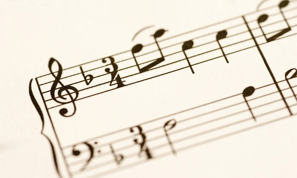 music notes black and white