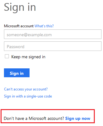 Account microsoft Get started