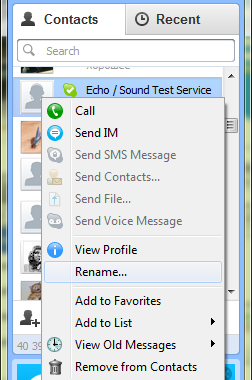 skype menu screenshot