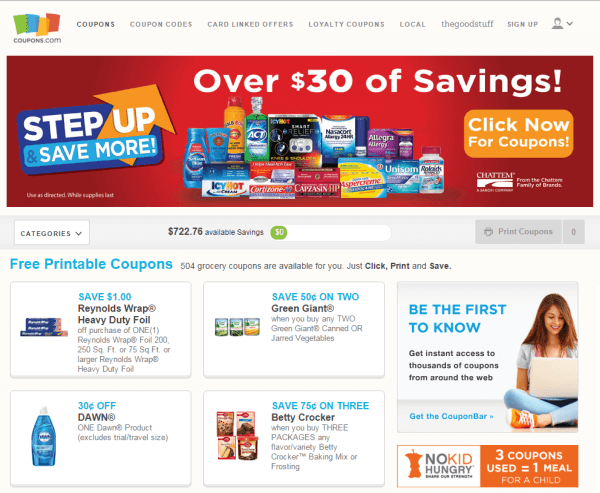 Sample savings websites