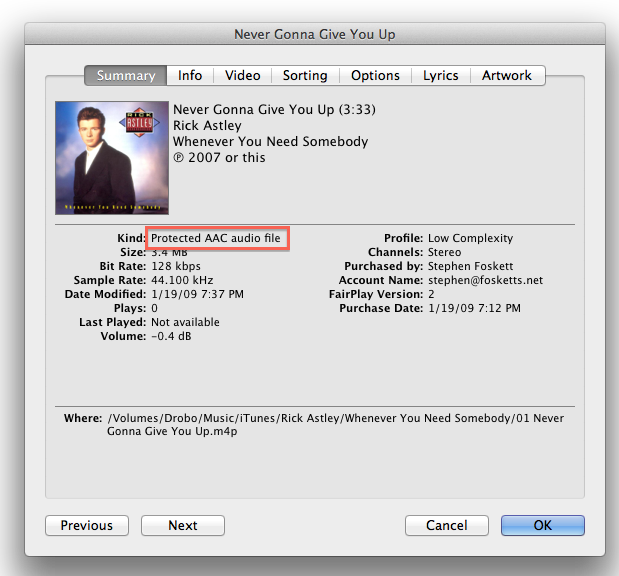 iTunes protected file