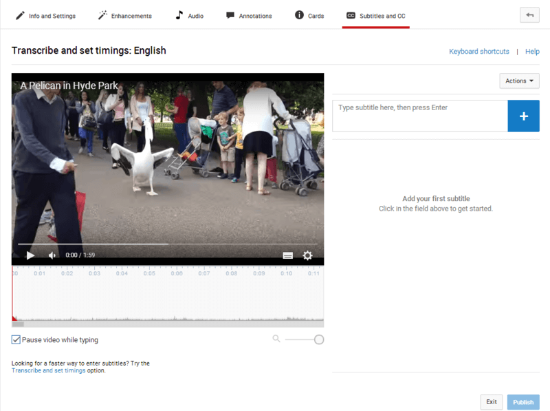 add captions to youtube video