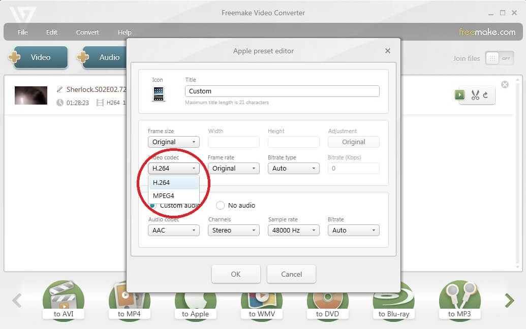 reduce video size with codec