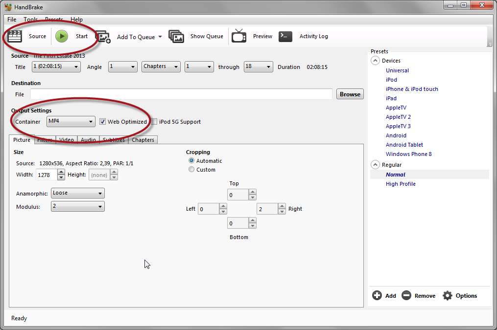 handbrake reduce video size