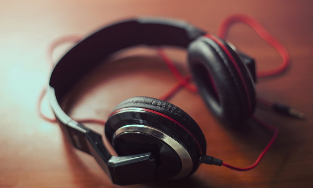 headphones on a table