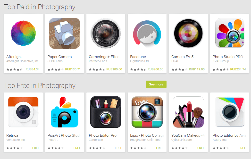 list of android photo apps