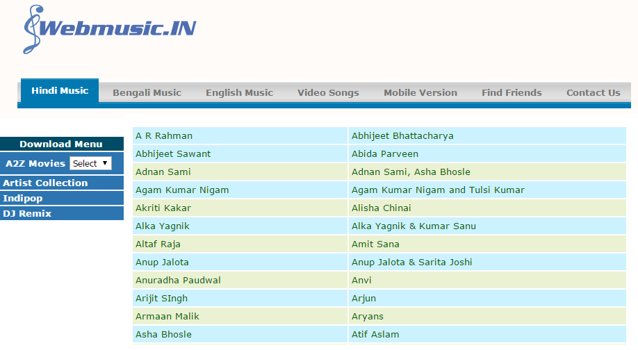 free mp3 hindi songs download sites list