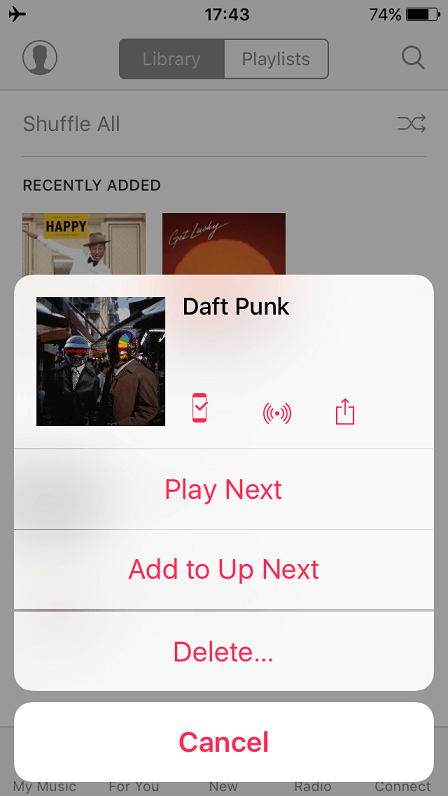 Delete song from Apple Music
