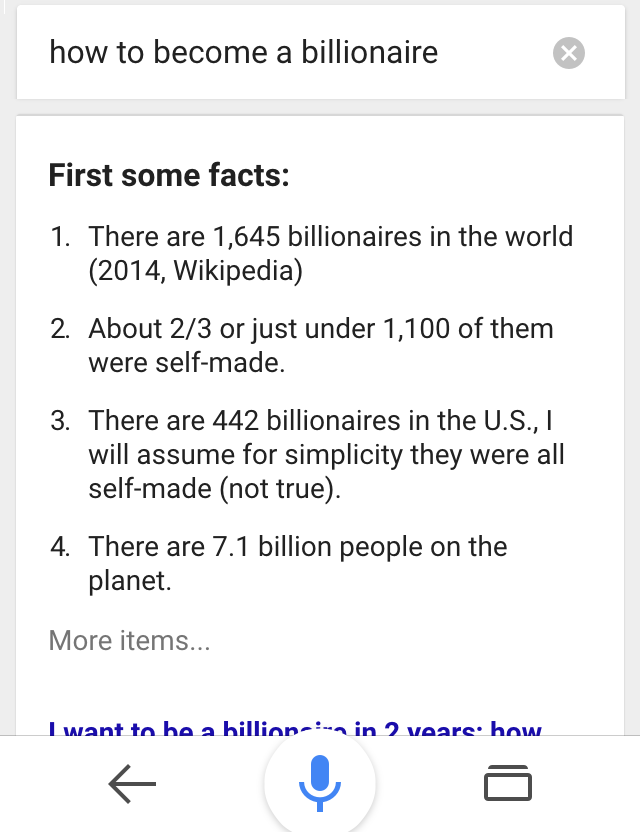 ok google how to become a billionaire