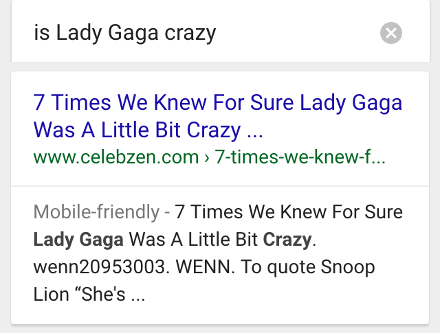 ok google is lady gaga crazy