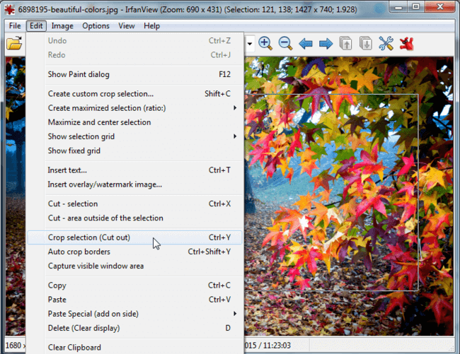 Как в irfanview обрезать изображение