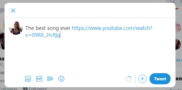 share youtube video in tweets