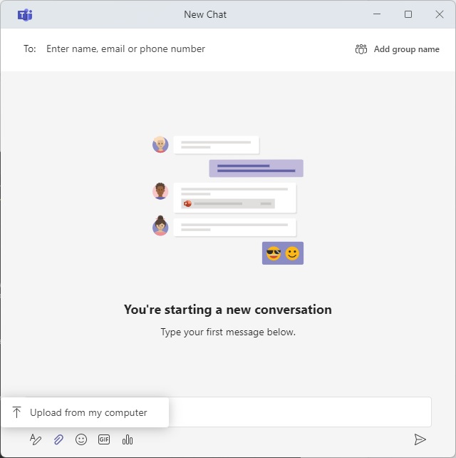 Upload video to Microsoft Teams Chat on Windows 11
