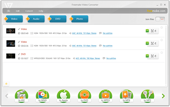 main software interface with formats